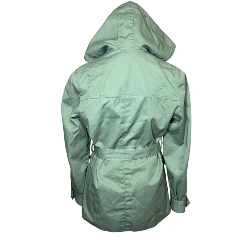 VTG 70s Montgomery Ward Utility Jacket Women Sz Small Green Hood Belt Safari 80s - Picture 15 of 15